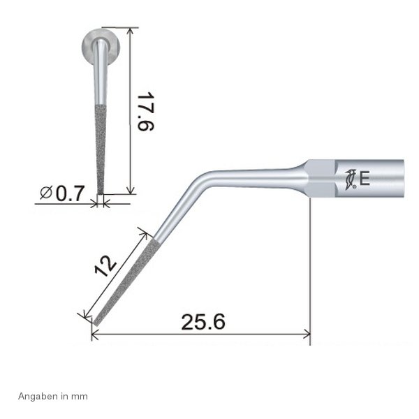 ED3D Endo Spitze technische Abmessung