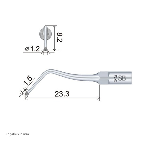 SBD1 Ultraschallspitze technische Abmessung