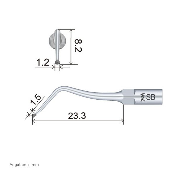 SBD2 Ultraschallspitze technische Abmessung